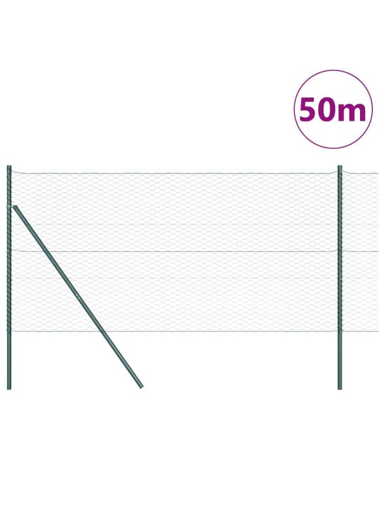 Aed koos postidega roheline 1.2 x 50 m pvc kaetud teras