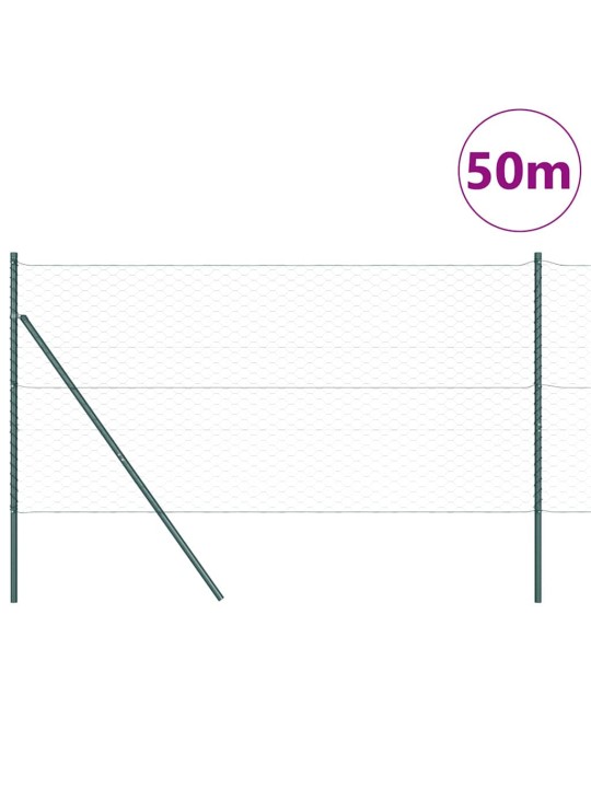 Aed koos postidega roheline 1.4 x 50 m pvc kaetud teras