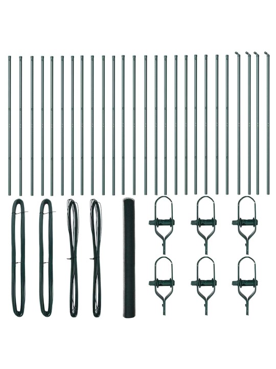 Aed koos postidega roheline 1.5 x 50 m pvc kaetud teras