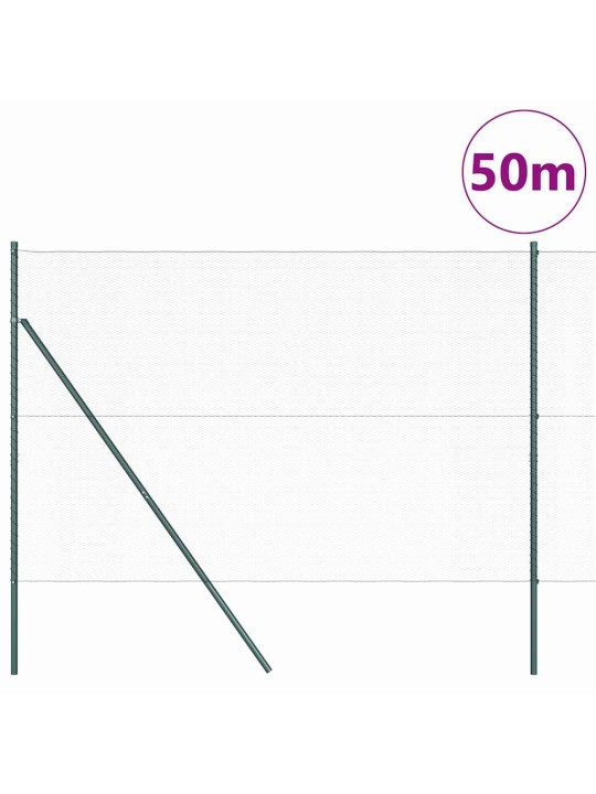 Aed koos postidega roheline 1.5 x 50 m pvc kaetud teras