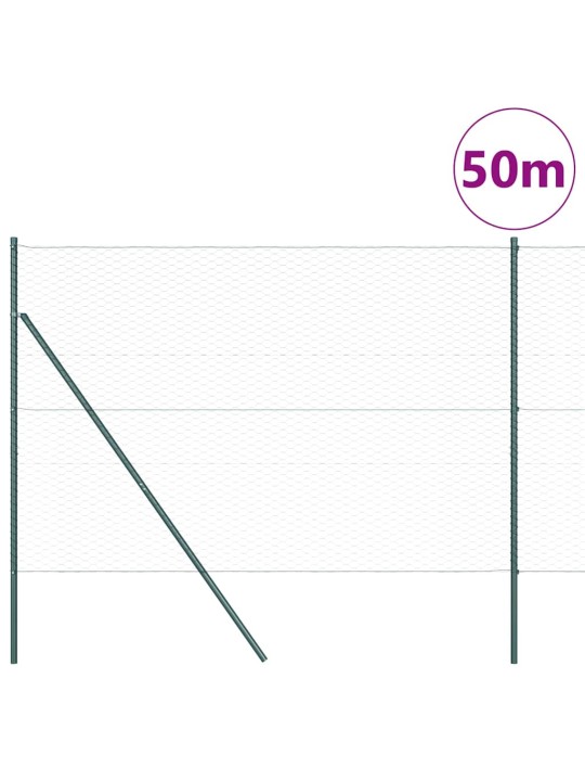 Aed koos postidega roheline 1.5 x 50 m pvc kaetud teras