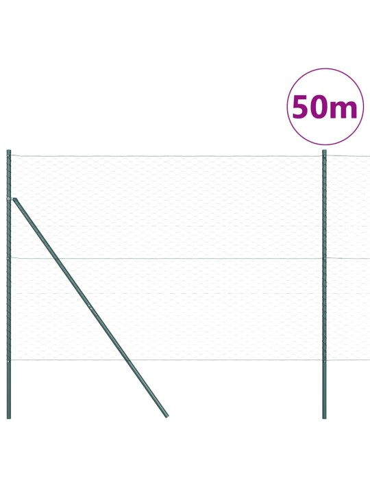Aed koos postidega roheline 1.5 x 50 m pvc kaetud teras