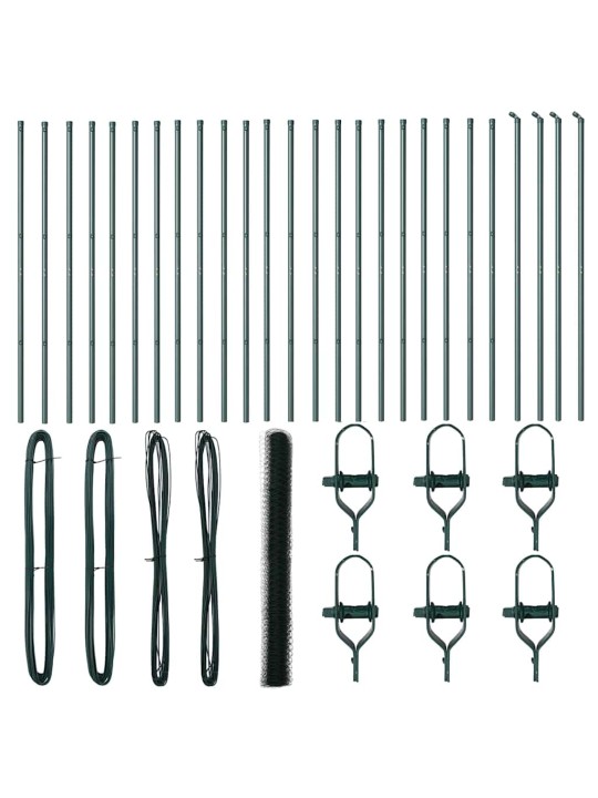 Aed koos postidega roheline 1.6 x 50 m pvc kaetud teras