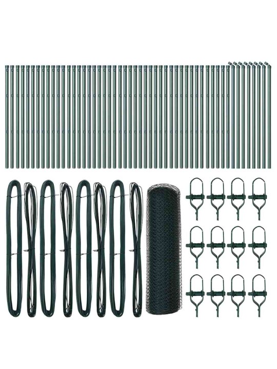Aed koos postidega roheline 0.4 x 100 m pvc kaetud teras