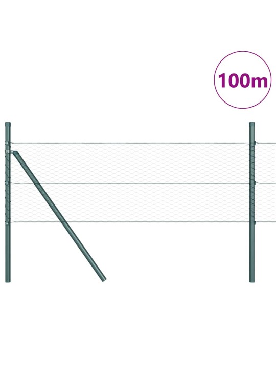 Aed koos postidega roheline 0.4 x 100 m pvc kaetud teras
