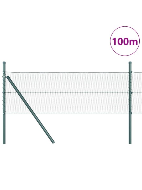 Aed koos postidega roheline 0.5 x 100 m pvc kaetud teras