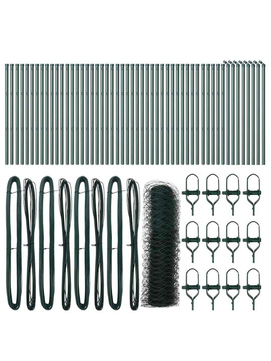 Aed koos postidega roheline 0.5 x 100 m pvc kaetud teras