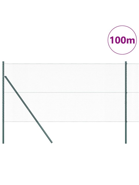 Aed koos postidega roheline 1 x 100 m pvc kaetud teras
