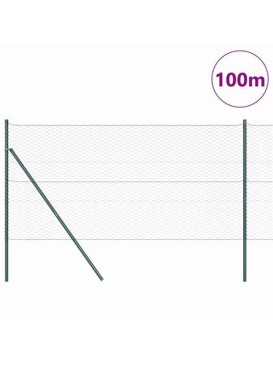 Aed koos postidega roheline 1 x 100 m pvc kaetud teras