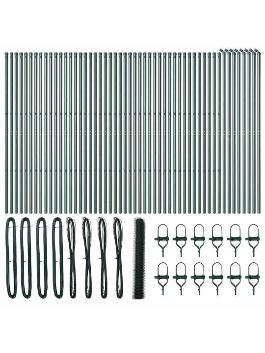 Aed koos postidega roheline 1 x 100 m pvc kaetud teras