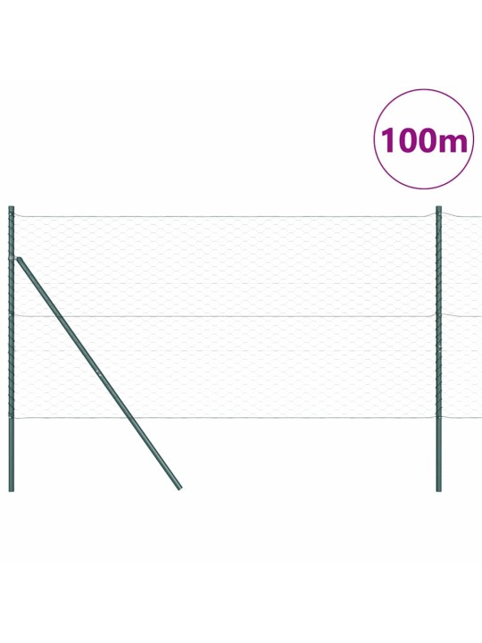 Aed koos postidega roheline 1 x 100 m pvc kaetud teras