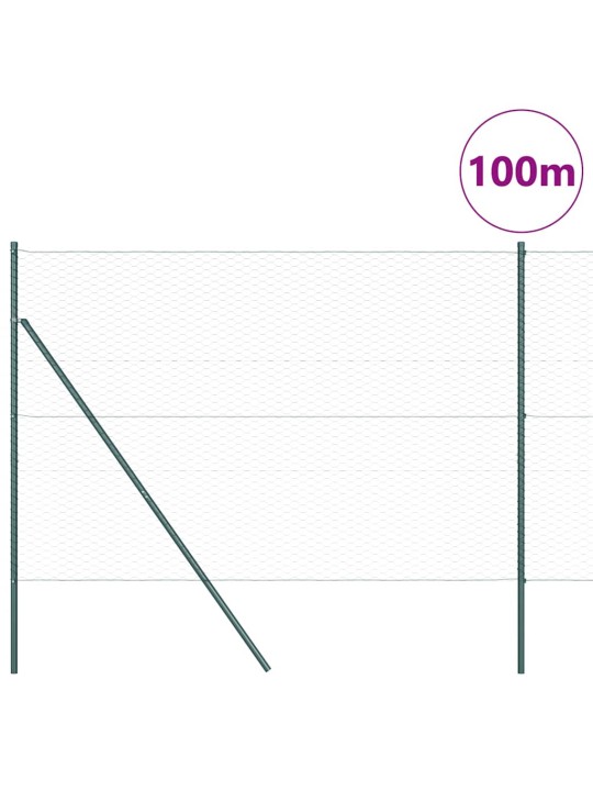 Aed koos postidega roheline 1.5 x 100 m pvc kaetud teras