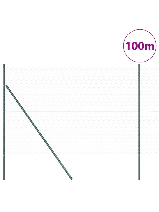 Aed koos postidega roheline 1.6 x 100 m pvc kaetud teras