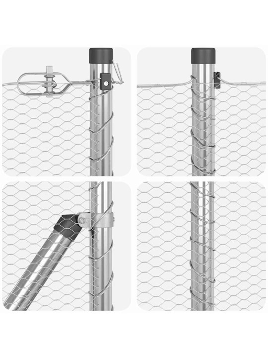 Aed koos postidega hõbedane 0.4 x 10 m pvc kaetud teras