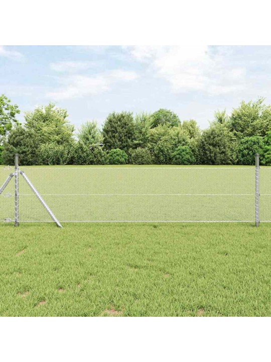 Aed koos postidega hõbedane 0.4 x 10 m pvc kaetud teras