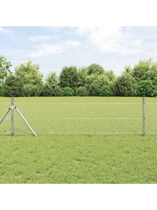 Aed koos postidega hõbedane 0.4 x 10 m pvc kaetud teras
