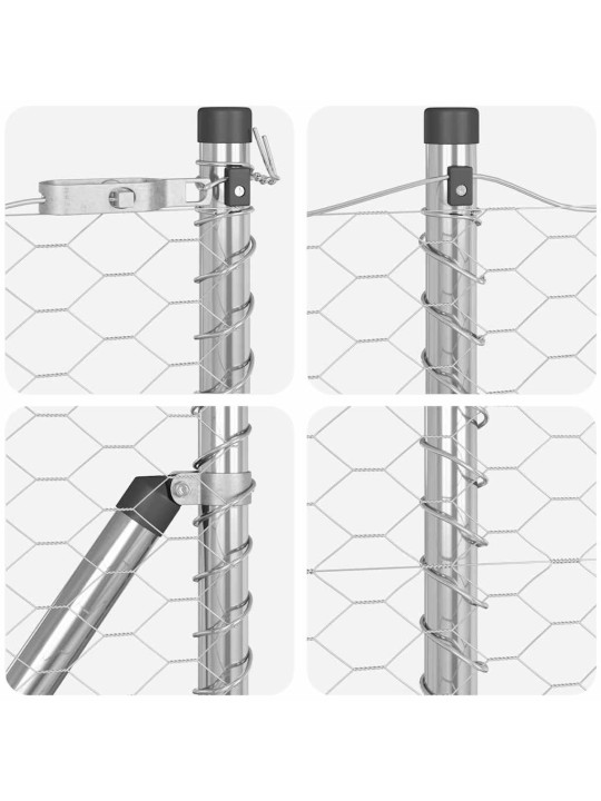 Aed koos postidega hõbedane 0.4 x 10 m pvc kaetud teras
