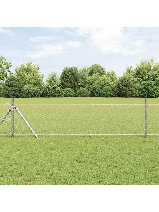 Aed koos postidega hõbedane 0.4 x 10 m pvc kaetud teras