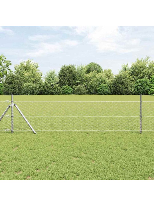 Aed koos postidega hõbedane 0.4 x 10 m pvc kaetud teras