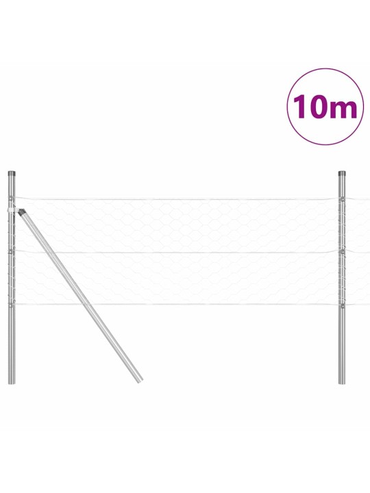 Aed koos postidega hõbedane 0.4 x 10 m pvc kaetud teras