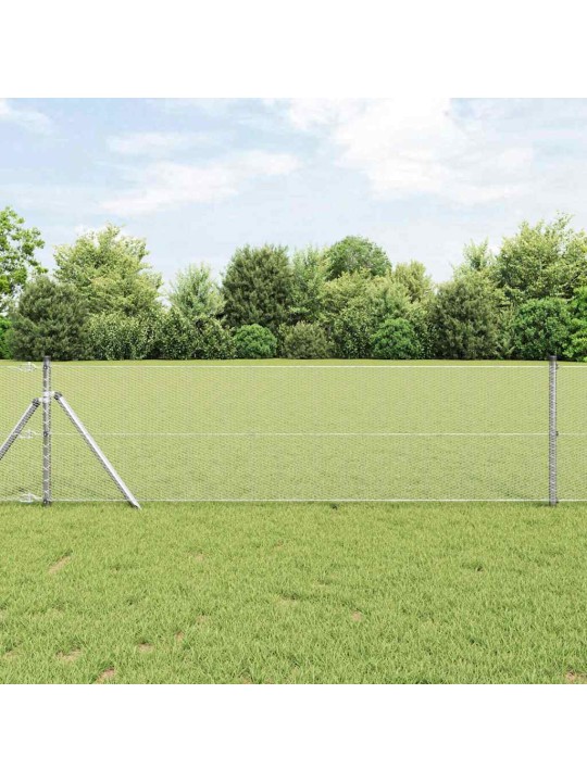 Aed koos postidega hõbedane 0.6 x 10 m pvc kaetud teras