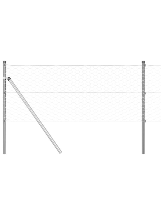 Aed koos postidega hõbedane 0.6 x 10 m pvc kaetud teras