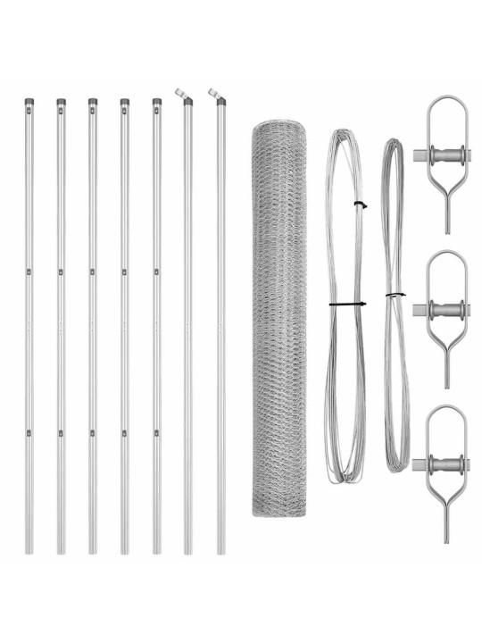 Aed koos postidega hõbedane 1 x 10 m pvc kaetud teras
