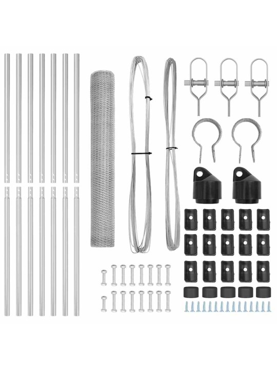Aed koos postidega hõbedane 1 x 10 m pvc kaetud teras