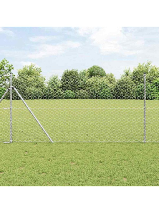 Aed koos postidega hõbedane 1 x 10 m pvc kaetud teras