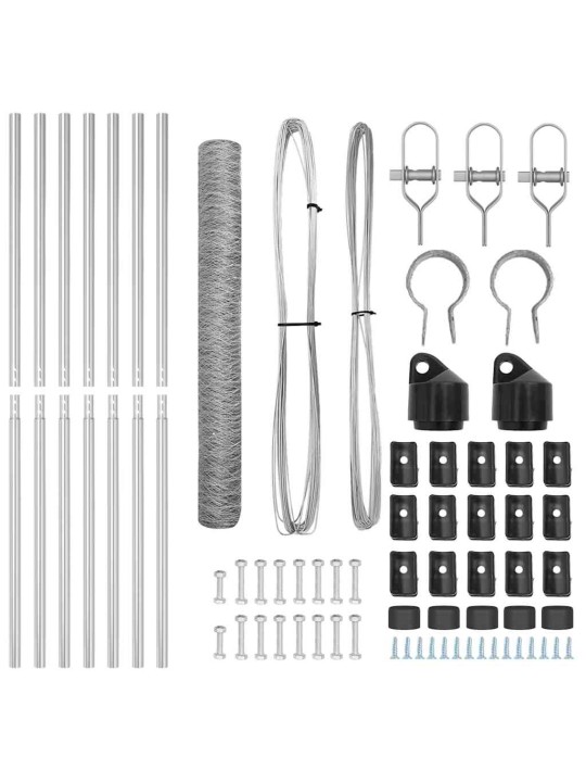 Aed koos postidega hõbedane 1 x 10 m pvc kaetud teras