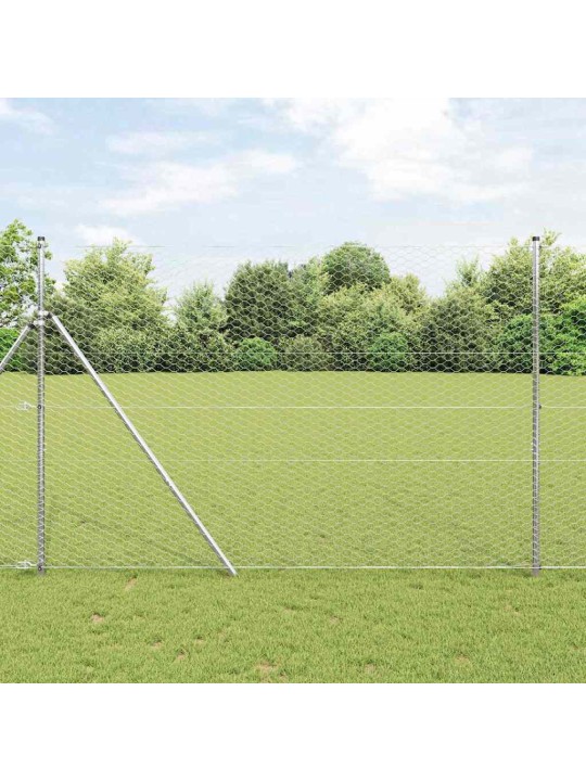 Aed koos postidega hõbedane 1.5 x 10 m pvc kaetud teras