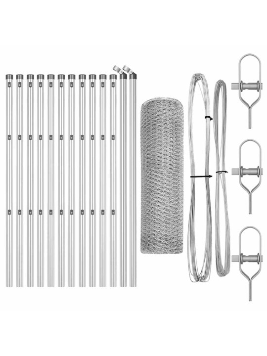 Aed koos postidega hõbedane 0.4 x 25 m pvc kaetud teras