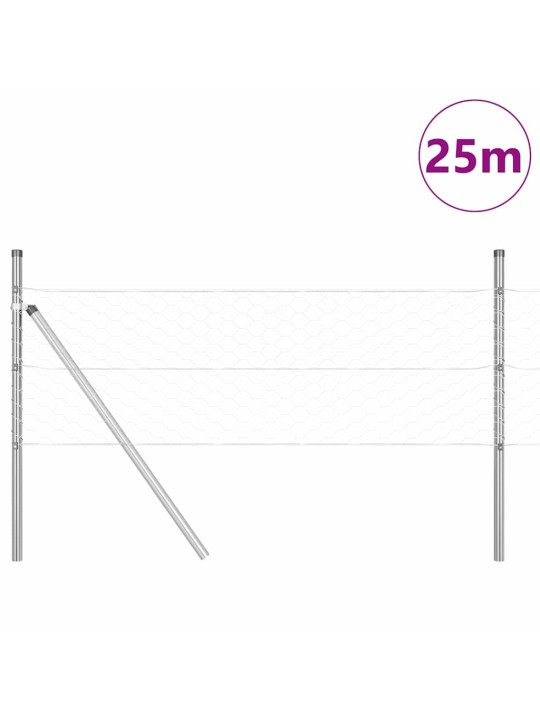 Aed koos postidega hõbedane 0.4 x 25 m pvc kaetud teras