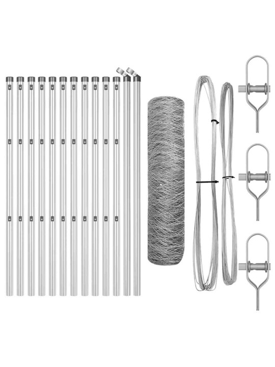 Aed koos postidega hõbedane 0.5 x 25 m pvc kaetud teras