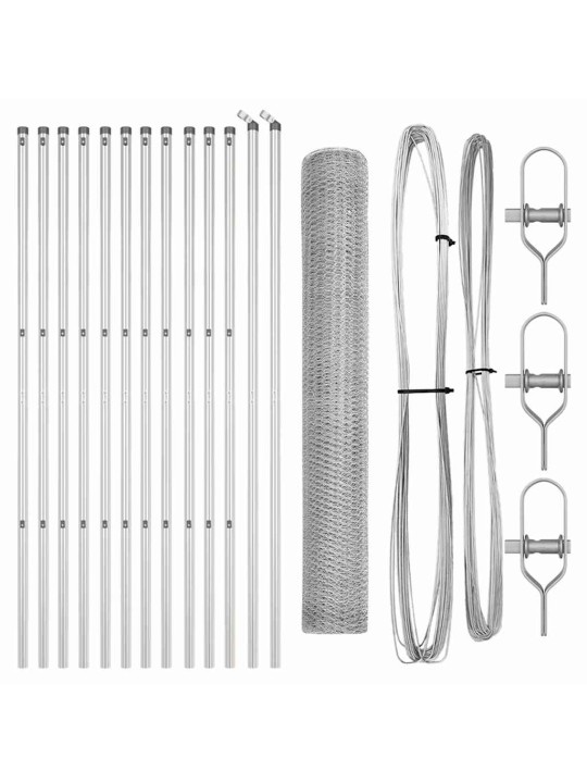Aed koos postidega hõbedane 1 x 25 m pvc kaetud teras