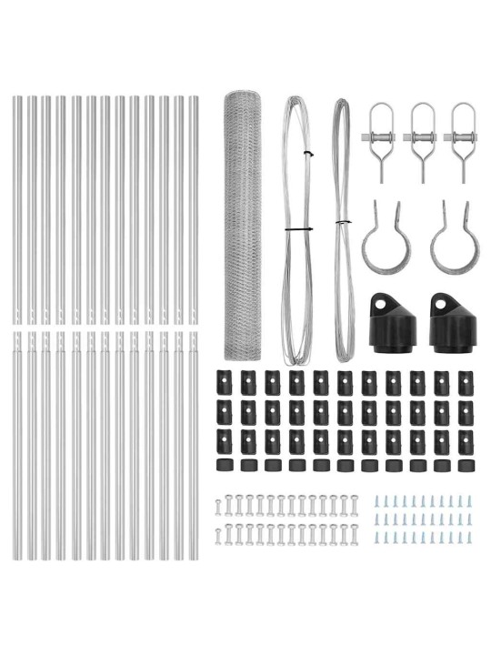Aed koos postidega hõbedane 1 x 25 m pvc kaetud teras