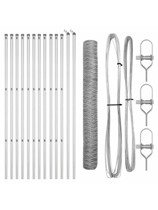 Aed koos postidega hõbedane 1 x 25 m pvc kaetud teras
