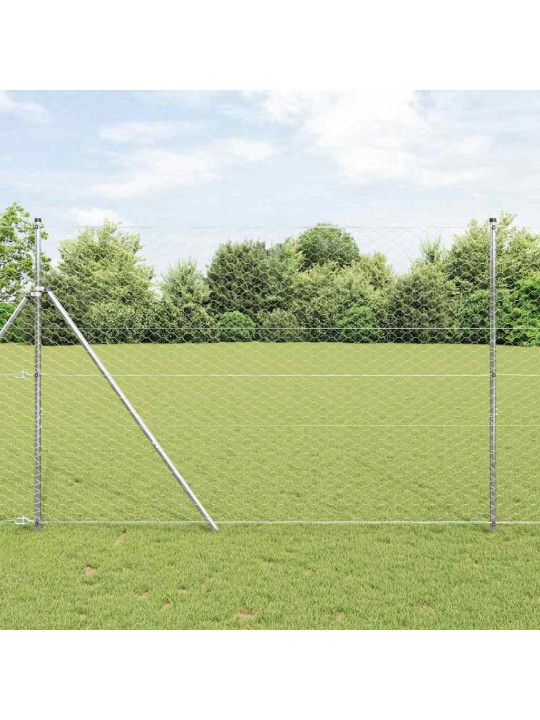 Aed koos postidega hõbedane 1.5 x 25 m pvc kaetud teras