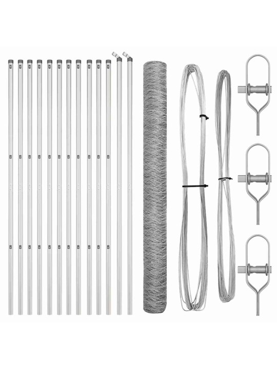 Aed koos postidega hõbedane 1.6 x 25 m pvc kaetud teras