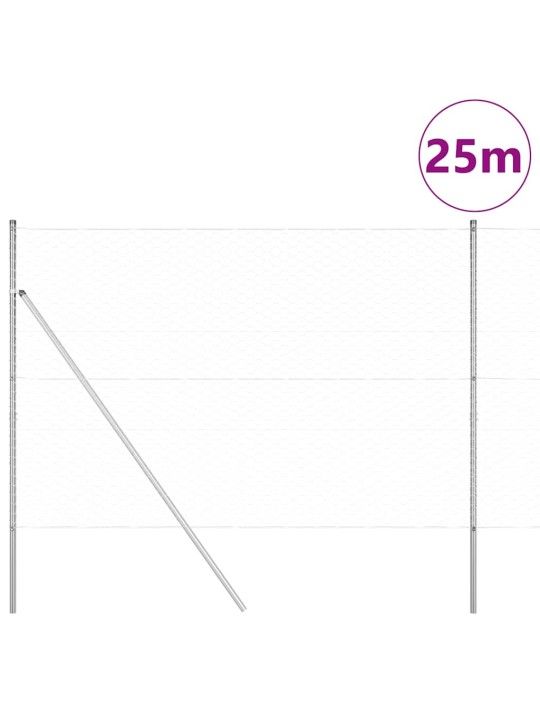 Aed koos postidega hõbedane 1.6 x 25 m pvc kaetud teras