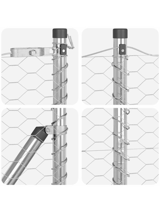 Aed koos postidega hõbedane 1 x 50 m pvc kaetud teras