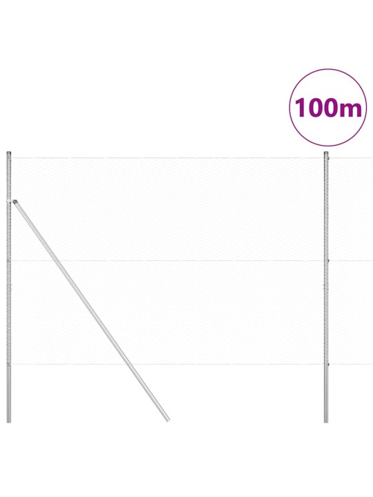 Aed koos postidega hõbedane 1.5 x 100 m pvc kaetud teras