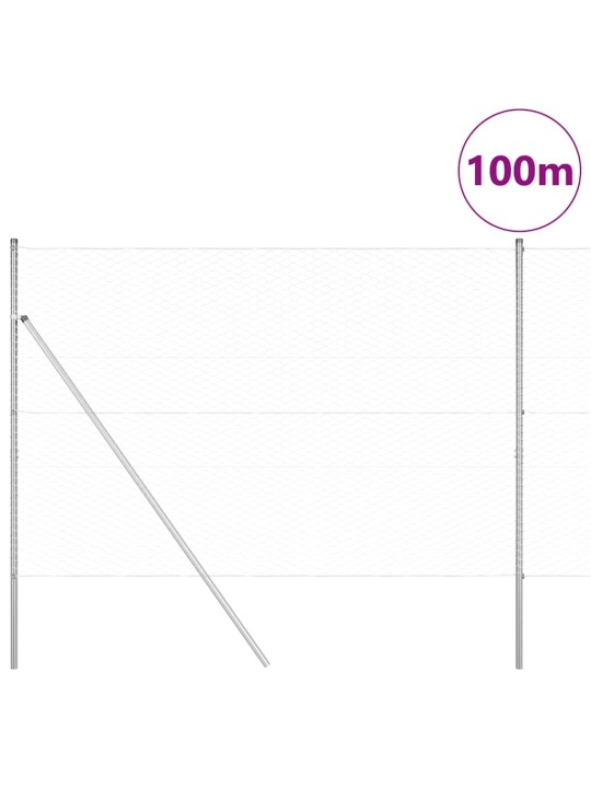 Aed koos postidega hõbedane 1.6 x 100 m pvc kaetud teras