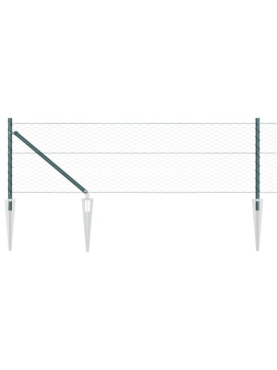 Aed koos postidega roheline 0.6 x 10 m pvc kaetud teras