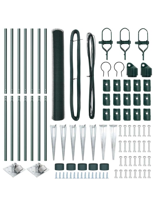 Aed koos postidega roheline 1 x 10 m pvc kaetud teras