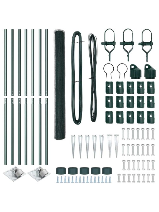 Aed koos postidega roheline 1.5 x 10 m pvc kaetud teras