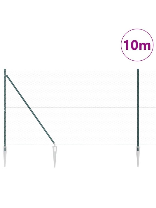 Aed koos postidega roheline 1.5 x 10 m pvc kaetud teras