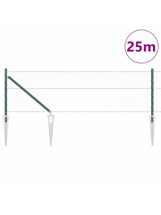 Aed koos postidega roheline 0.6 x 25 m pvc kaetud teras