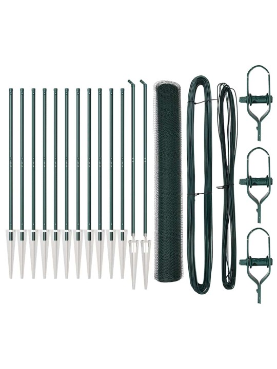 Aed koos postidega roheline 1 x 25 m pvc kaetud teras
