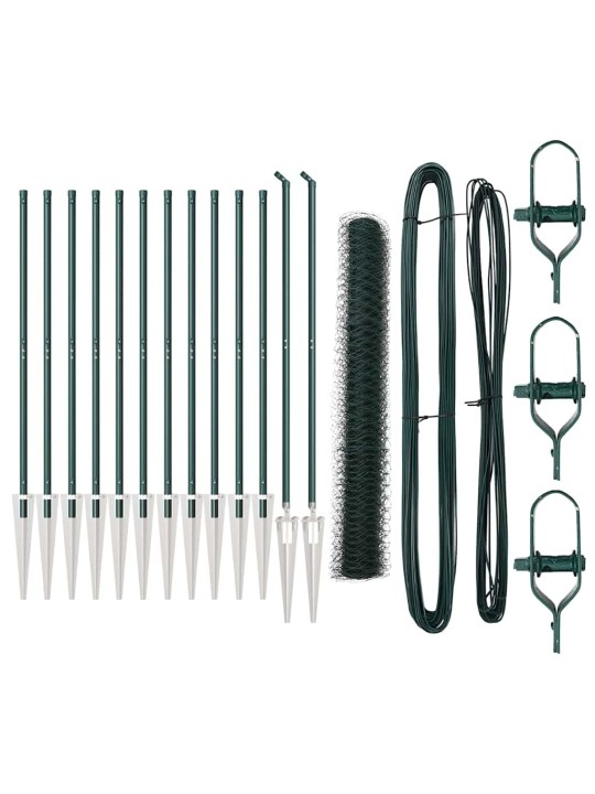 Aed koos postidega roheline 1 x 25 m pvc kaetud teras
